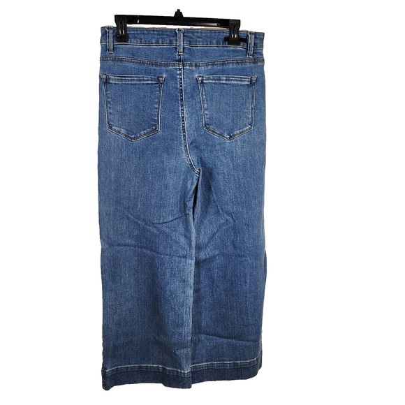 Risen Womens Jeans 31/13 Button Fly High Rise Wide Leg Ankle Medium Wash RDP1242 - Picture 2 of 10